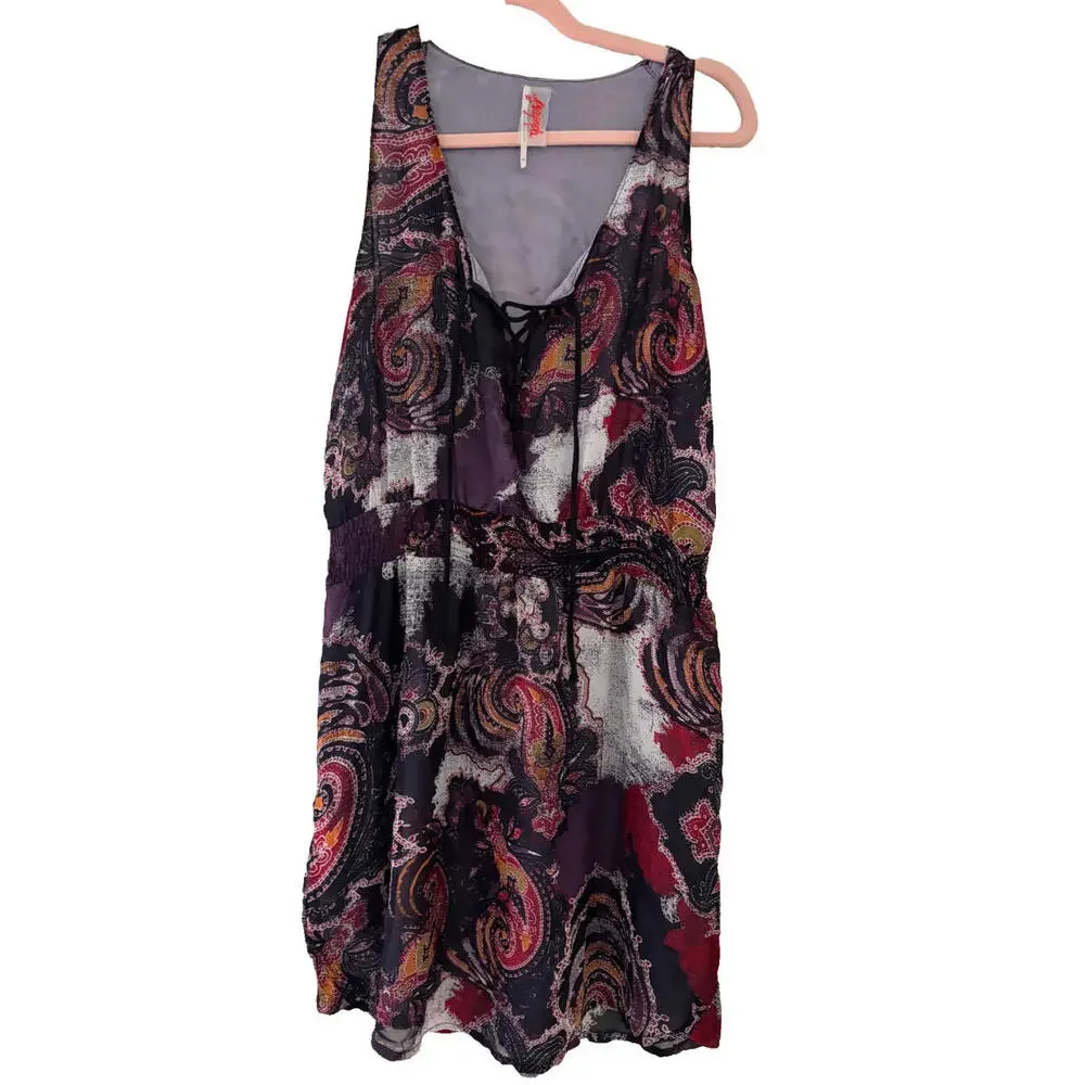 Boho Free People multi colored‎ tank summer dress size S preloved #57